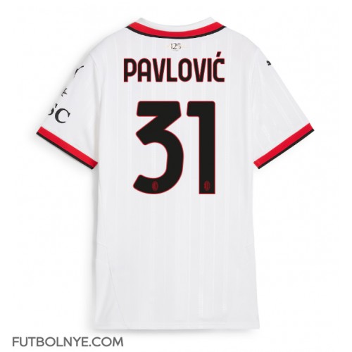 Camiseta AC Milan Strahinja Pavlovic #31 Visitante Equipación para mujer 2024-25 manga corta
